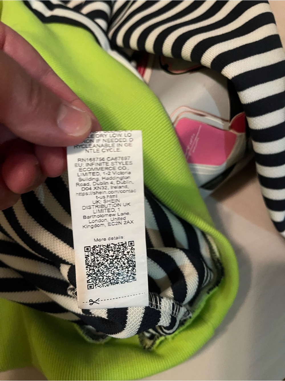 Striped Crewneck Sweatshirt with Lime Trim - Black & Lime - Picture 5 of 5